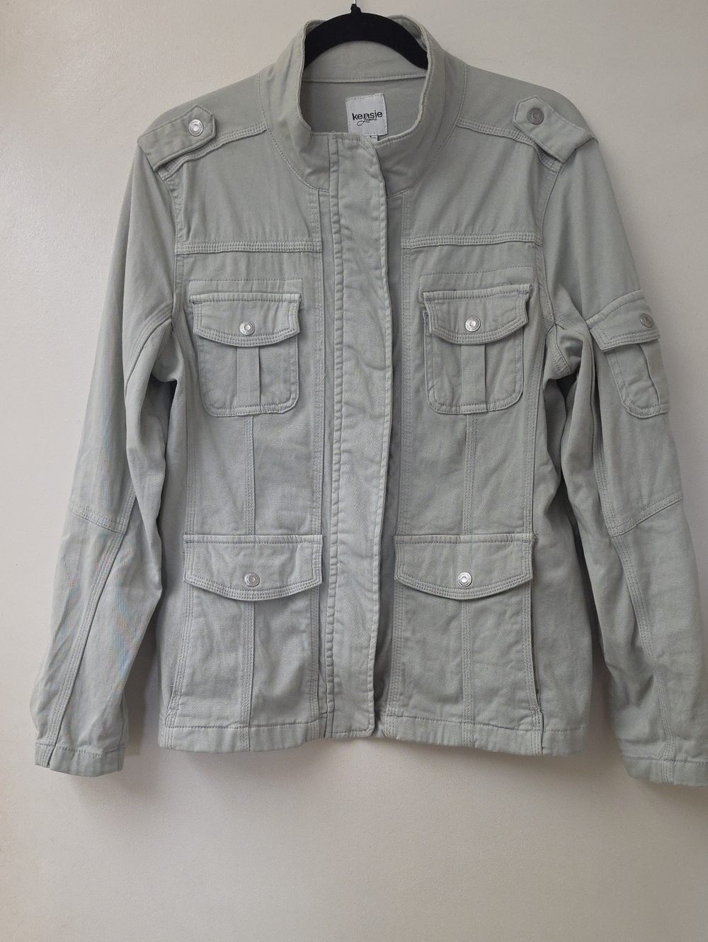 Kensie Gray Utility Military Jacket Sz L
